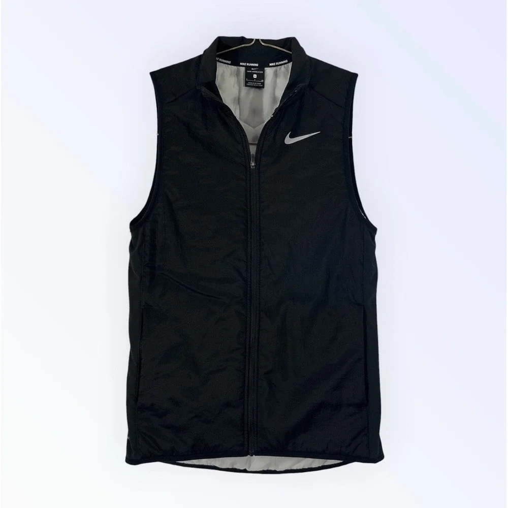 Nike Aerolayer Thermore Full Zip Running Vest Mens SMALL Black Bv4878-010‎